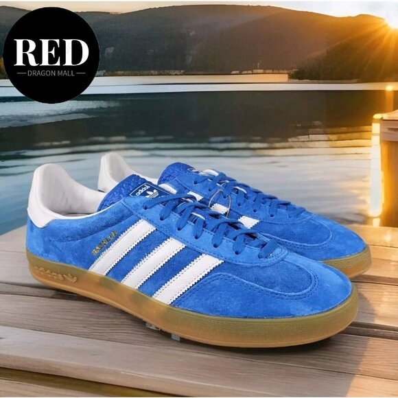 Adidas Gazelle Indoor Casual Low top Sneakers Blue White H06260 - Men's Size 11 - Picture 3 of 16